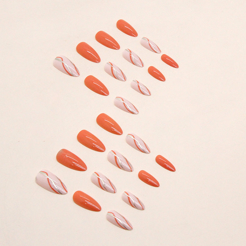 Wholesale Solid Color Orange Gold Line Ripple Nail Stickers